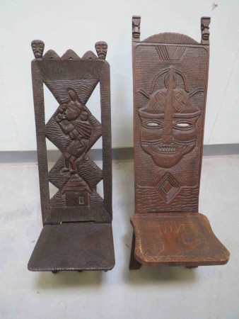 4942 - 2 x sedak rucne vyrezavany  2 - dilny   -  1 sedak  2 500 kc